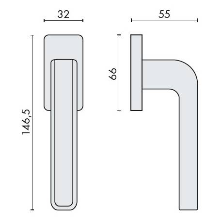 Béquille de fenêtre TECNO sur rosace ovale, chromé mat/carbone