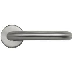 Paire de béquilles U 19 mm sur rosace ronde, inox brossé 202