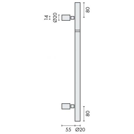 Bâton de maréchal Ø 20 mm, à douille, hauteur 1901 à 2000 mm, inox brossé 316