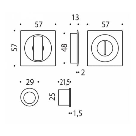 Cuvette encastrée MOOD Q carré 57 mm sans serrure ,C11 vert citron