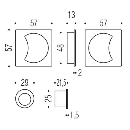 Cuvette encastrée MOOD Q carré 57 mm,C12 bleu capri