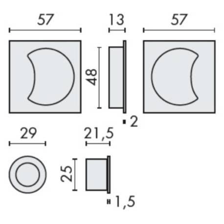 Cuvette encastrée OPEN SQ, carrée 57 mm, grafite mat