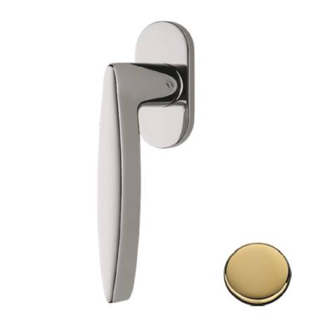 Béquille de fenêtre GAIA sur rosace ovale, laiton poli