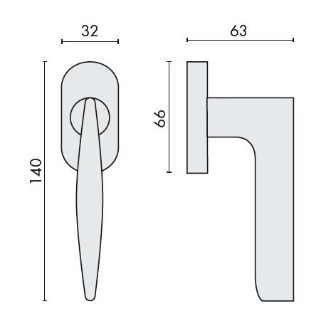 Béquille de fenêtre GAIA sur rosace ovale, chromé mat