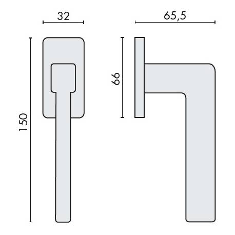 Béquille de fenêtre ESPRIT sur rosace rectangulaire, chromé mat