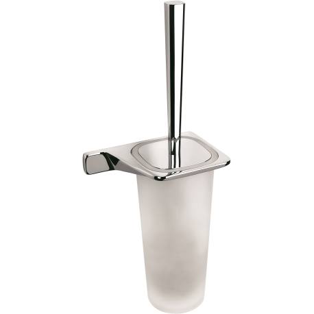 Ensemble balai/brosse WC mural, droit, chromé/verre, ALIZE