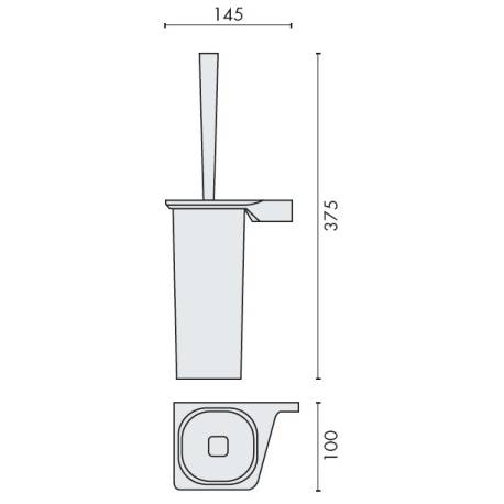 Ensemble balai/brosse WC mural, gauche, chromé/verre, ALIZE