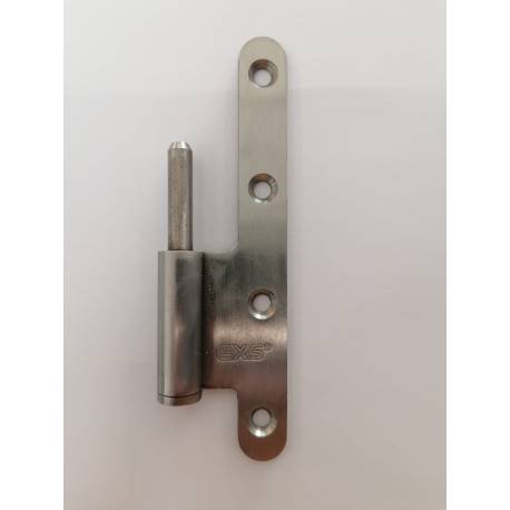 1/2 Paumelle EXS 1.62-M, 140*70 bouts ronds. Mâle gauche inox brossé,