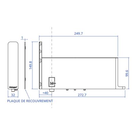 Ensemble pivot Système M réf. STM40-AA/TP40  avec plaque rectangulaire inox