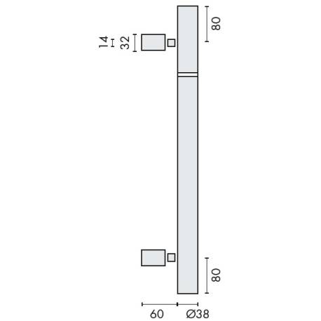 Bâton de maréchal Ø 38 mm, à douille, hauteur 2201 à 2300 mm, inox brossé 316