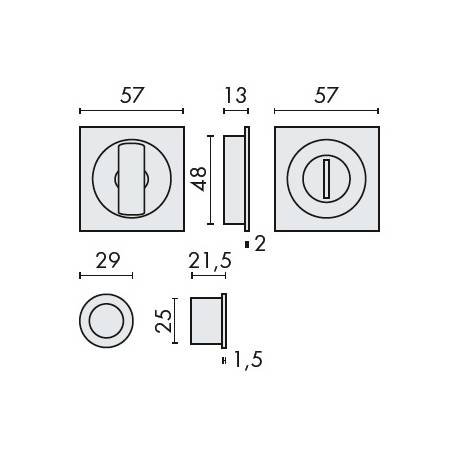 Cuvette encastrée OPEN SQ, sans serrure, carrée 57 mm, chromé