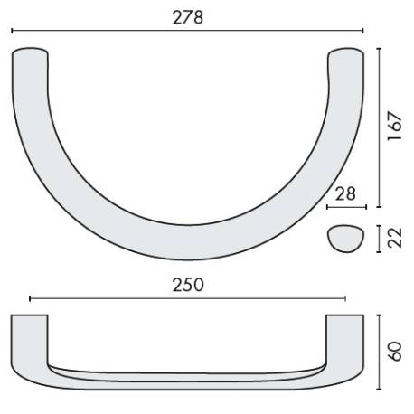 Poignée de tirage déportée LOGO entraxe 250 mm, chromé mat