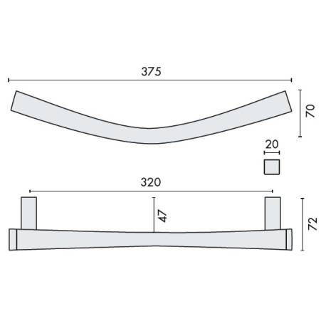 Poignée de tirage déportée NOA-B, entraxe 320 mm, chromé mat